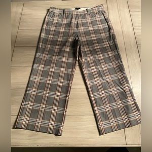J Crew Women's High-Rise Peyton Wide-Leg Pant Gray Plaid
